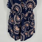 Anthropologie Angie Boho Western Print Strapless Shorts Romper Loose Fit Relaxed Large Navy Photo 4