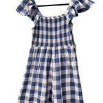Old Navy  Blue Plaid Smocked Square Neck Dress Size Medium Milkmaid Boho Country Photo 0
