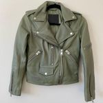 ALLSAINTS Darnley Leather Biker Jacket Sage Green Photo 2