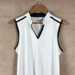 MAGGIE LANE Women's White/Black Sleeveless Sport Polo NEW XL White Photo 2