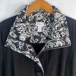 Chico's Zenergy Black Full Zip Floral Contrast Lightweight Jacket Size 3/LG Photo 2