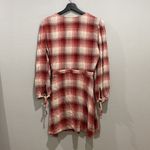 Melrose and Market  Red Plaid Long Sleeve Wrap Mini Dress Size S Photo 3