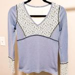 Purple and White Floral WaffleKnit Longsleeve Shirt size XS Photo 0