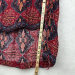 Free People Hi-Low Boho Festival Crop Top Red Geometric Lace Up Sides Photo 6