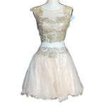 Dave and Johnny Dave‎ & Johnny Gold and Cream Mini Dress Photo 4