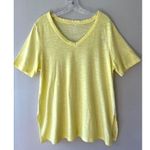 Chico's Tee Shirt Neon Yellow V Neck Stretch Side Slits Short Sleeve, Size M Photo 1