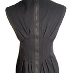 Pleated Waist Sleeveless Sheath Dress S Black Lined Lace Trim Exposed Zipper Photo 4