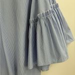 Women's DRA Blue White Stripes Long Sleeve bell Sleeves Blouse Shirt size xs Photo 6