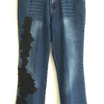 Isabel genuine leather accented boot cut jeans 4 Blue Photo 0