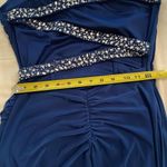 Hailey Logan Adrianna Papell Blue One shoulder Knit Evening Gown Womens Size 7/8 Photo 8