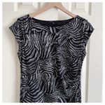 CHAUS Black & White Zebra Animal Print Cap Sleeve Sheath Career Dress Sz S Photo 2