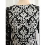 Antonio Melani Metallic Silver Black Filigree Sheath Dress SIZE 2 Long Sleeve Photo 3