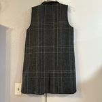 Eileen Fisher Windowpane Wool Sweater Longline Vest Charcoal Plaid Gray Academia Photo 6