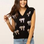 Emma Grace Black Bow Sweater Vest Size L Photo 1