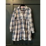 Francesca's Miami Plaid Tiered babydoll Shirt Mini Dress S Blue Photo 1