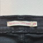 Levi's black denim distressed ripped 720 High Rise super skinny stretch jeans Photo 9