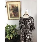 Apt. 9  Women's Dress M Brown Beige 3/4 Sleeve Checked Square Neckline Gathered Photo 5