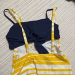 Aerie  Yellow and Navy Stripe Layered One Piece Full Coverage Swimsuit Photo 5