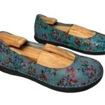 Alegria Ballet Flats Women's Size 11 Blue Floral Leather Comfort Shoes PET-851 Photo 1