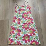 Boden Floral Linen Spaghetti Strap Sundress Resort Wear Size 10 White Pink Retro Photo 9