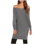 Trouve Off the Shoulder Sweater Tunic Heathered Gray Size XS Loose Fit Photo 2