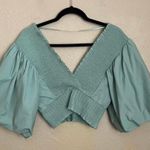 ZARA Blogger Mint Voluminous Balloon Sleeve Smocked Crop Top Photo 7