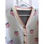 Peach Print Cardigan Sweater Button Down Knitwear Aesthetic Cute Outfit Pink Size M Photo 6