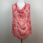 CAbi Vita Blouse Top XS Pink Draped Cowl Neck Sheer Sleeveless Floral 5037 Photo 2