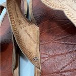 Handmade Tooled Leather Unisex Flat Sandals Tan Size 12.5 Photo 9