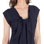 Carven NEW Cinched Cord Navy Dress Blue Size L Photo 1