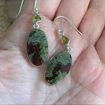 Dragon Blood & Peridot Sterling silver Earrings Red Photo 1