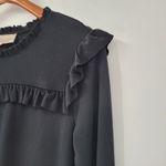 Philosophy  Womens Shift Dress Small Black Ruffle Frilly Long Sleeve Jersey Mini Photo 10