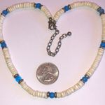 Off White Puka Shell Blue Moon Glow Beaded Boho Retro Necklace Photo 3