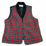 Karen Scott Vtg Large Plaid Christmas Holiday Vest Velvet Cottage Grandmacore Photo 0
