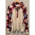 Free People  Isabelle Plaid Trim Thermal Henley In Mink Combo Size Large Photo 10