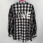 Desigual  Shirt Women's Size Medium 'Vive' Patchwork Plaid Long Sleeve Cotton B&W Photo 4