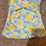 Lands' End  4 Twist Front Underwire Tankini Skirt Bottoms Swimsuit Set Lemons Blue Photo 5