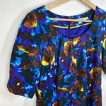 Boden Blue Brown Yellow Printed Short Sleeve Silk Blend Dress Womens Size 6 Long Photo 3