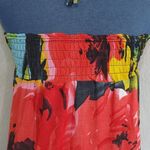 Bright Tropical Flower Animal Print Maxi Halter Dress Red Size XS Photo 4