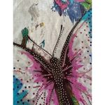 Vintage Azi Mesh Top Large Butterfly Floral Embellished Artsy Whimsy Tattoo Y2K Photo 5