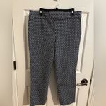 Talbots  New Chatham Stretch Ankle Pants Geo Flower Navy Blue Size 16 Photo 1