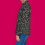 Tahari NWT Black Tan Abstract Satin Button Down Shirt Photo 3