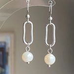 Handmade gold tone stainless steel natural shell pearls chic fairy boho vintage style dangle earrings💖 Photo 8