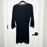 Aritzia Wilfred Black Crepe Faux Leather Trim Long Sleeve Dress Size 6 Photo 5