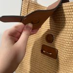 Banana Republic Straw Bucket Bag With Brown Leather Details Photo 5