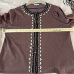 Carducci Mocha Brown Floral Embroidered Rhinestone Button Front Cardigan NWT‎ 3X Photo 11