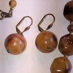 Amber Color Lucite Boho Beaded Necklace and Earring Set Brown Photo 3
