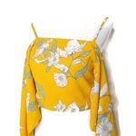 Goodnight Macaroon Crop Top Size S Yellow Floral Self Tie BOHO Chic Tropical Photo 9