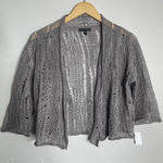 Eileen Fisher  Open Knit Linen Blend Cropped Cardigan Shrug Sweater Grey S Photo 0