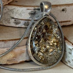 Handmade Sparkling Gold Chunky Glitter Tear Shaped Necklace on a 20” chain Photo 0